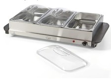 Image of Quest 200 Watt Buffet Server and Hotplate 3 Sections With Lids - Dishwasher Safe
