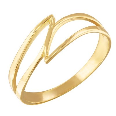 Gold Double Swish Outline Openwork Minimal Women's Ring Yellow/Rose/White Gold