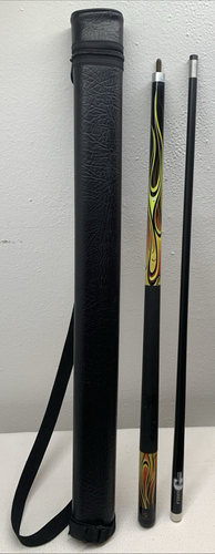 Sportcraft 2-teiliges Pool-Queue 58" rot/gelbe Flammen 20 Unzen Fiberglas mit Koffer