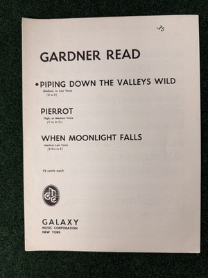 Gardner Read - Piping Down The Valleys Wild -Galaxy Music Coloration Music Sheet