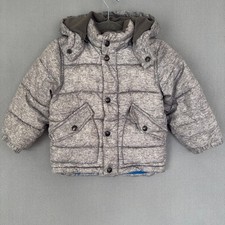 Baby Gap Boy's Size 2 Years Puffer Jacket Winter Coat Gray Removable Hood