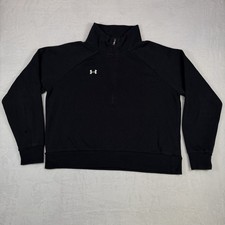 Under Armour Mens Quarter-Zip Pullover Mock Neck Size Medium Black Fleece Casual