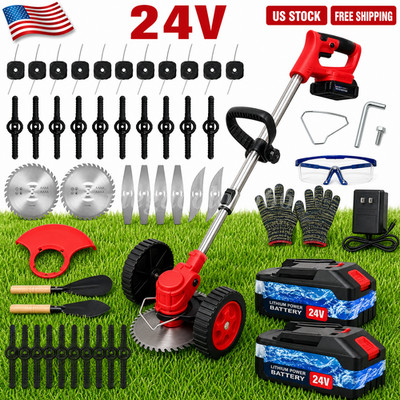 3-IN-1 Electric Cordless Grass Trimmer Strimmer Garden Edger Cutter w/ 2 Battery