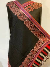 Black Pashmina with Jacquard type pattern