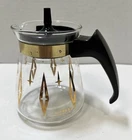 Vintage Retro Pyrex Small Gold Starburst Glass 2 Cup Coffee Pot Carafe U.S.A.