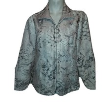 Chicos Pink Brown Abstract Animal Print Zip Front Jacket Collared Size 1 M