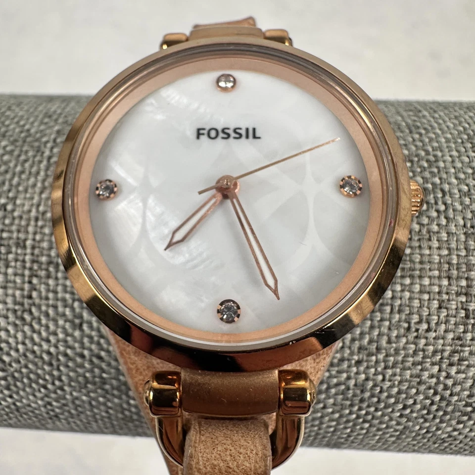 Relógio Fossil Feminino 32mm Tom Ouro Rosa Floral Mostrador MOP Geórgia Nova Bateria - Imagem 4 de 4