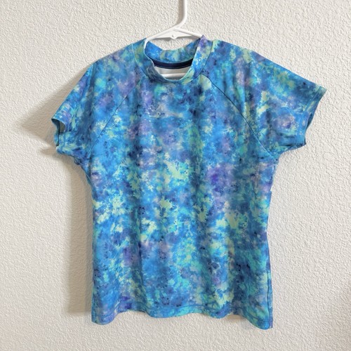 Athleta Girl Mock Neck Tie Dye Print Rashguard • Short Sleeve XL(14)