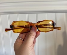 VTG 60s Hexagonal Sunglasses Made In Italy Brown Tortoise