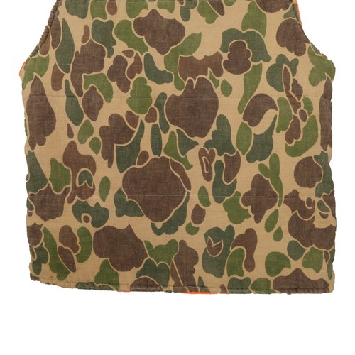 Vintage Duck Camo Reversible Vest Men's Large Orange Hunting Outdoor Frog Skin - Picture 12 of 19