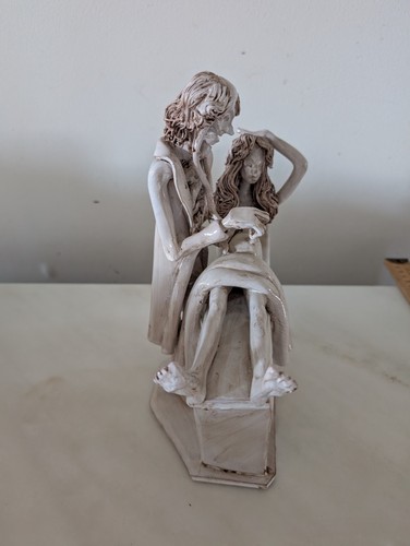 Scultura firmata Dino Bencini Italia~ Donna incinta e dottore ceramica smaltata - Foto 4 di 13