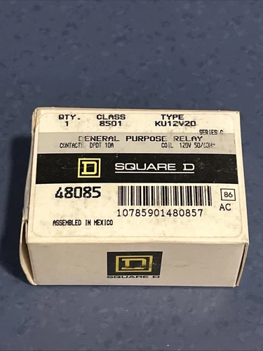 Square D 8501-KU12V20 Relay 120VAC Coil New In Box Dpdt  10a 8-pin