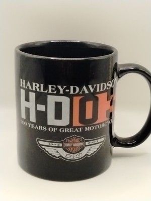 Harley-Davidson Motor Company  100 Years H-D 03  Black Coffee Mug Ceramic Rare 