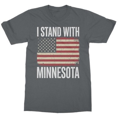 I Stand With Minnesota - US Flag Anti Ice Protest Unisex T-Shirt