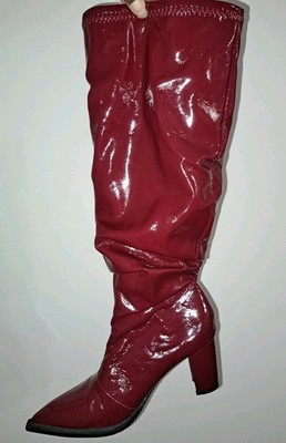 Shein Draped Autumn Burgundy High Heeled Knee Boots