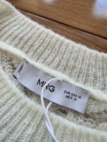 Maglione donna nuovo con etichetta Mango bianco/avorio maglia aperta misto lana uncinetto taglia M - Foto 3 di 13