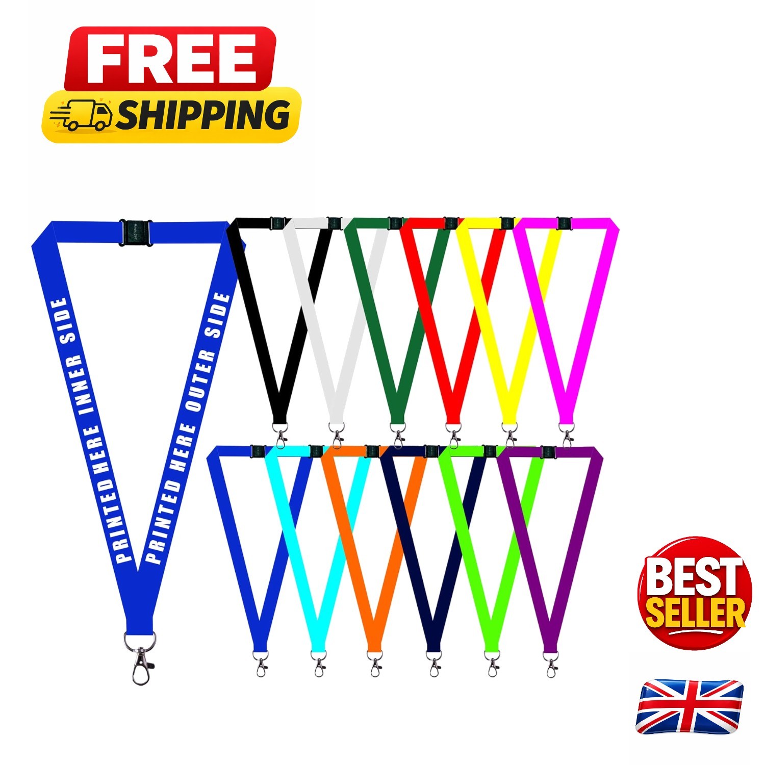 Vibrant Blue Personalized Neck Lanyard for ID Cards and Keys - Safety First