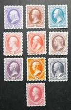 US Stamps SC# 156-166 1873 Continental Bank Note Printing Issue Replica Set