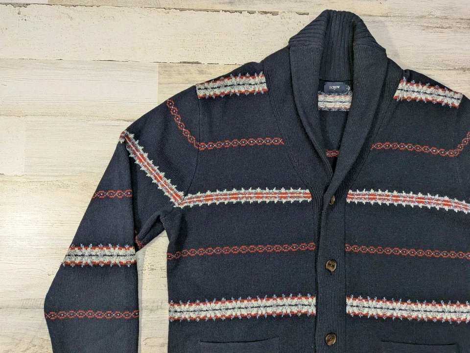 J Crew Sweater Mens Large Lambs Wool Shawl Collar Cardigan - Image 3 of 4
