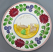 ANTIQUE STAFFORDSHIRE SPATTERWARE RABBITWARE CHARGER PLATE 9.25? c1910