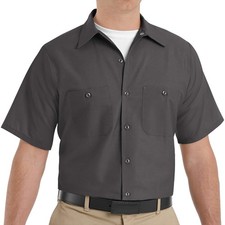 Red Kap Men's Standard Industrial Work Shirt, Regular Fit, Short Sleeve, Char...