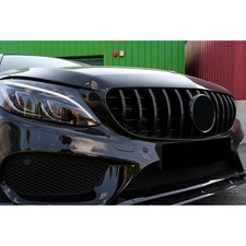 FOR MERCEDES BENZ C CLASS W205 C205 2015-2018 FRONT GRILLE GLOSS BLACK GTR STYLE