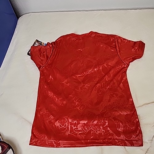 Marvel ultimate spiderman Boys Red shinny patterned Short Sleeve Shirt size 7 - Picture 5 of 8