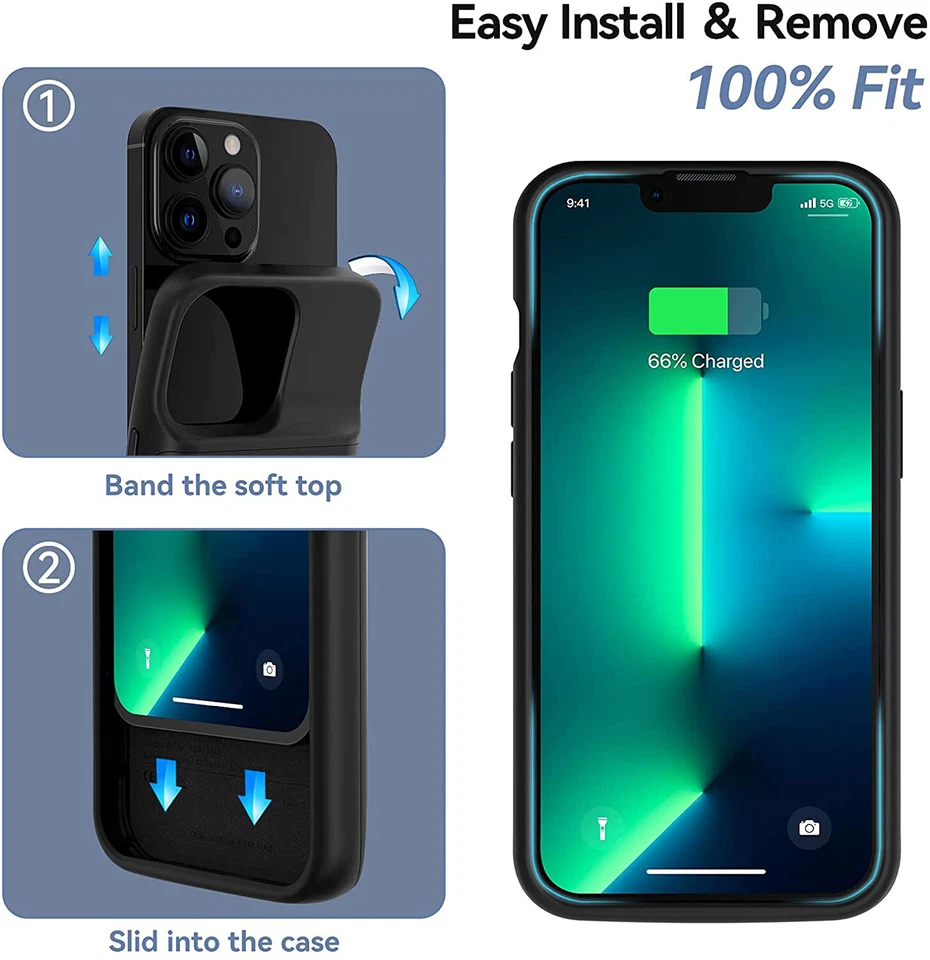 Funda Cargador Recargable para iPhone 13 Pro - Soporta Auriculares con Cable y Apple Pay Foto 3 de 4