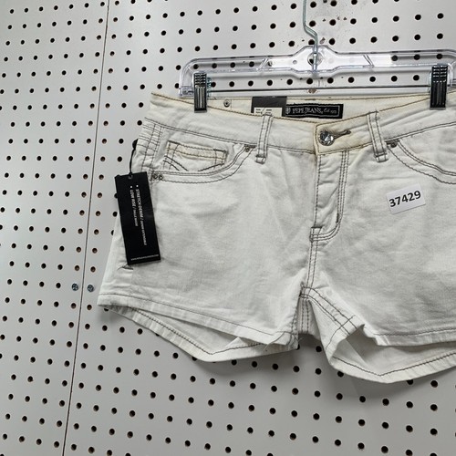 NEW VTG Y2K Pepe Jeans Denim Shorts Womens Size 34x3 White Embellished Pockets - Picture 3 of 16