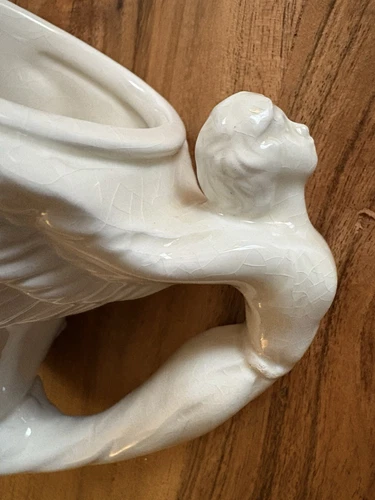 Unique Vintage McConnell 1994 ceramic glazed Angel handled coffee mug Ivory 