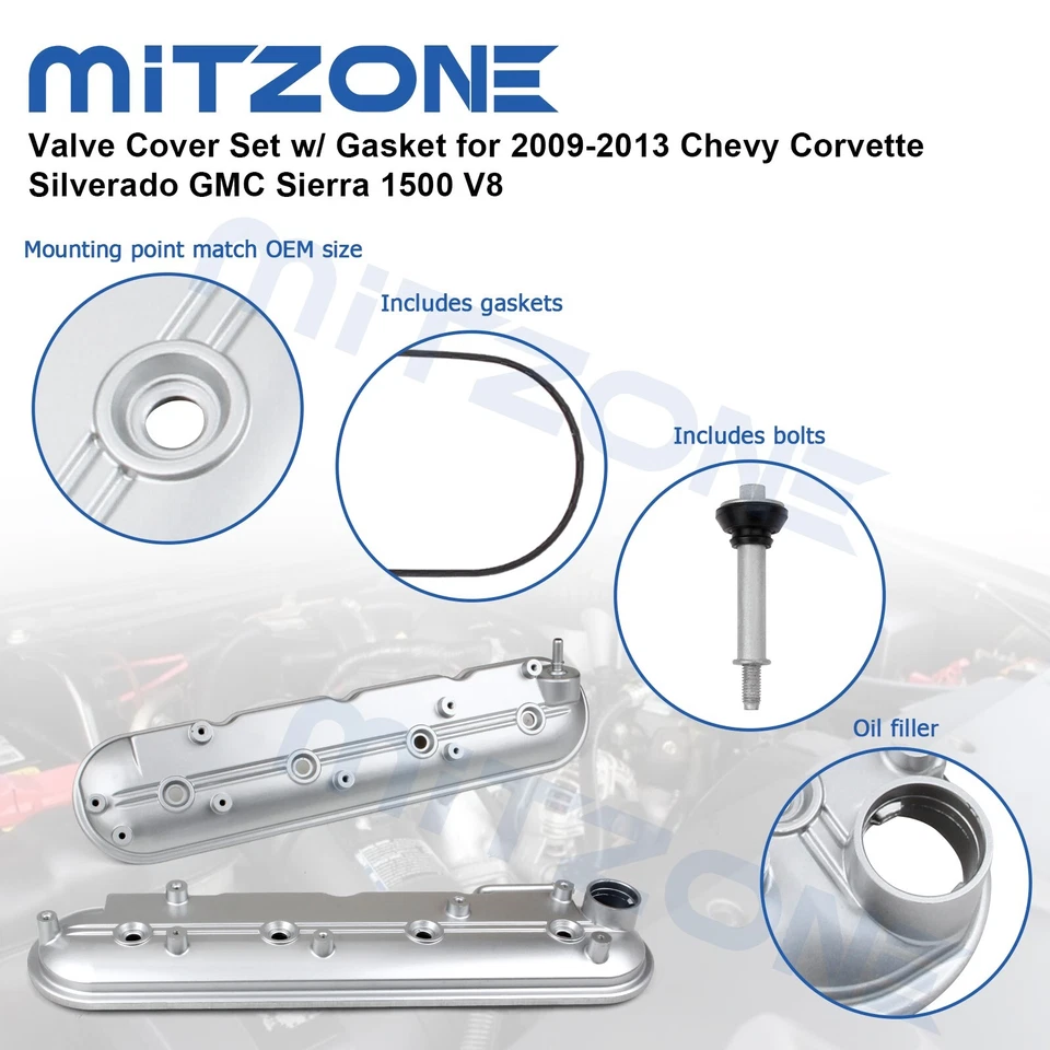 2PCS Valve Cover Set for 2009-2013 Chevy Corvette Silverado GMC Sierra 1500 V8🚗 - Image 4 of 4
