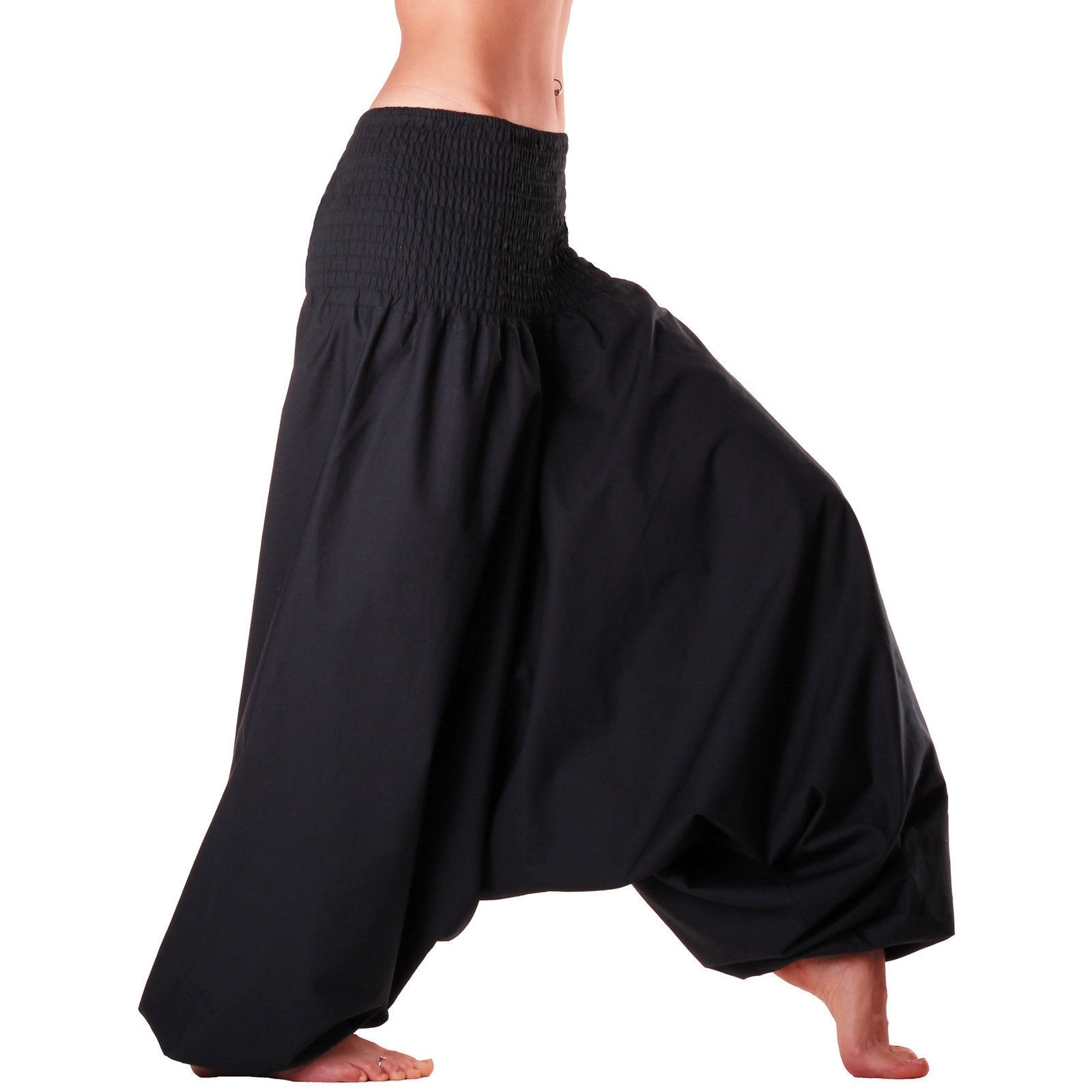 Black Plain Ali Baba Cotton Trouser Yoga Harem Pants Solid Hippie Baggy Indian eBay