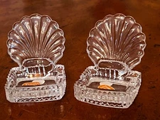 RARE Pair Of Vintage Fostoria Crystal Place Card Ashtrays