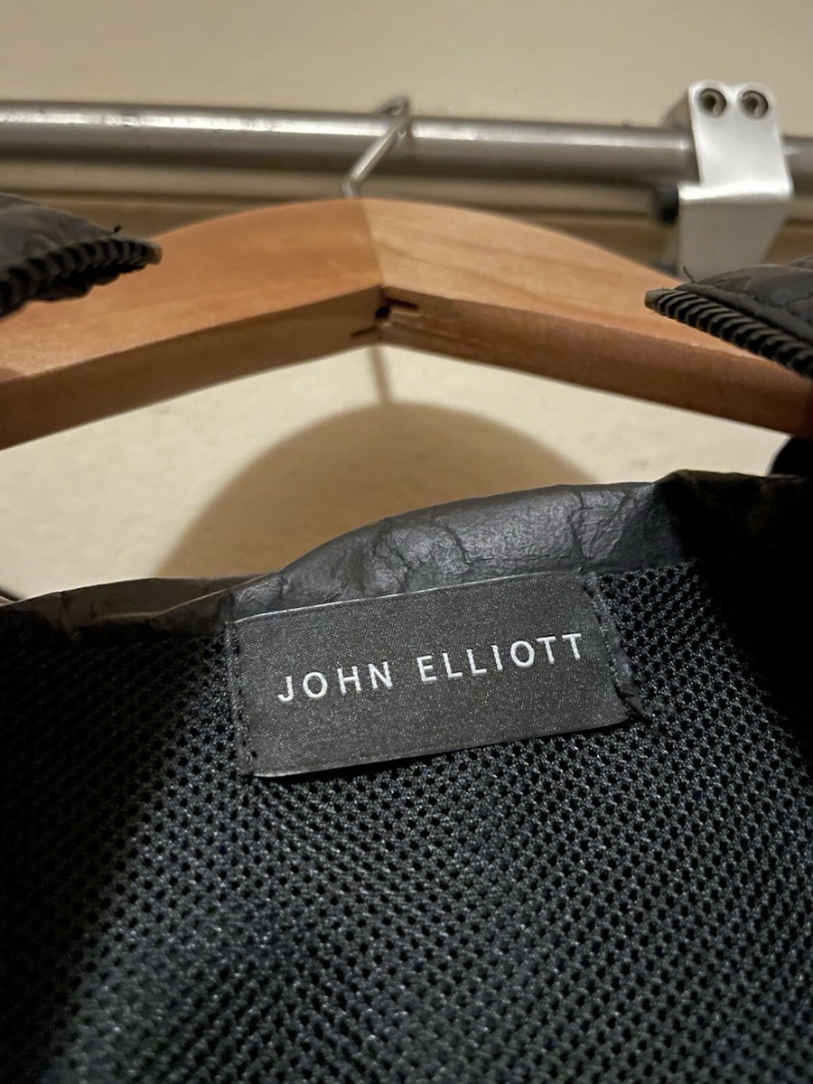 John Elliott Black Leather Anorak Zip Up Hooded Jacket Size John Elliott Black Leather Anorak Zip Up Hooded Jacket Size