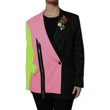 DOLCE & GABBANA Jacket Multicolor Patchwork EmbellishedCoat IT38/US4/XS 4280usd