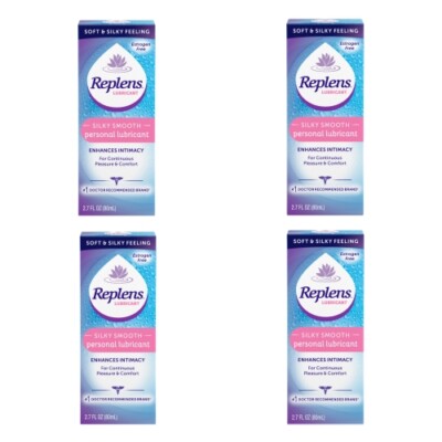 4 Pack Replens Silky Smooth Personal Lubricant Continuous Pleasure 2.7 Oz  Each