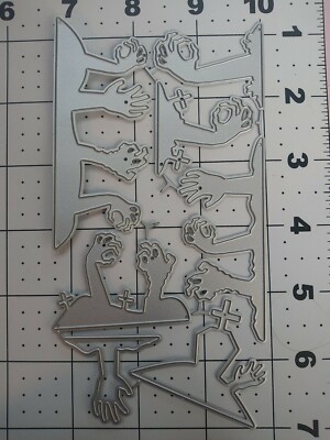 Thin Metal Die Cut Tool Emboss Undead Zombie grave yard border Halloween dead 