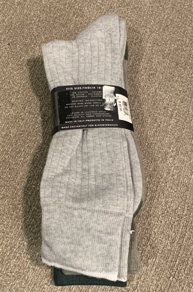 NEW Mens Store at Bloomingdale's Italian Cotton Socks 3 Pair Camo, green, grey - Image 2 of 4
