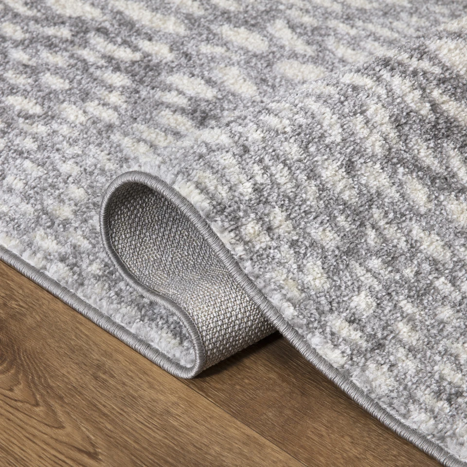 Alfombra interior moderna gris antílope con estampado animal polipropileno para niños mascotas Foto 4 de 4