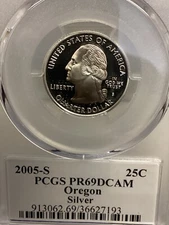 2005 S PGCS PR69DCAM Oregon States Quarter Silver Proof Low Mintage Rare