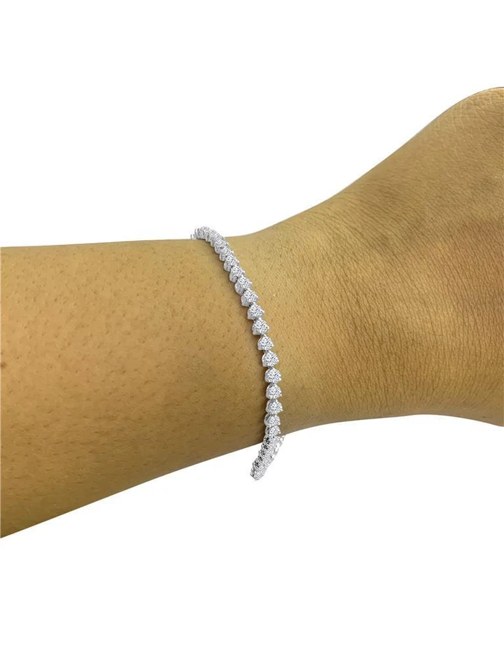 Brazalete Tenis I1 G Diamante Redondo 3.00 Ct 14K Blanco Amarillo Rosa Juego de Puntas Foto 3 de 4