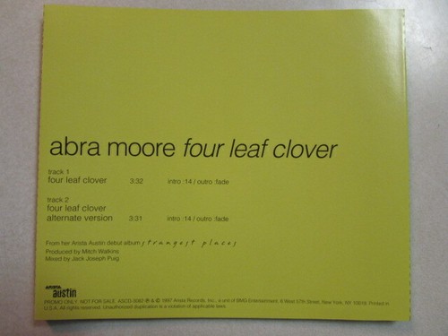 ABRA MOORE FOUR LEAF CLOVER 2 TRK CLEAR PROMO CD HAND AUTOGRAPHED MEGA RARE OOP - Picture 3 of 9