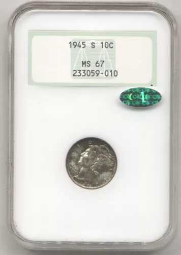 1945-S 10C NGC MS67 OLD HOLDER CAC