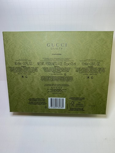 GUCCI GUILTY POUR HOMME - Gucci 3.0 oz EDT Men 3 piece Gift Set - NEW IN BOX - Picture 3 of 4