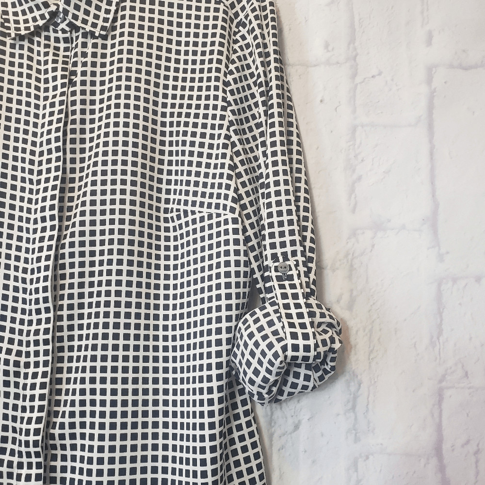 ANN TAYLOR Windowpane Pattern Button-down Blouse - image 4