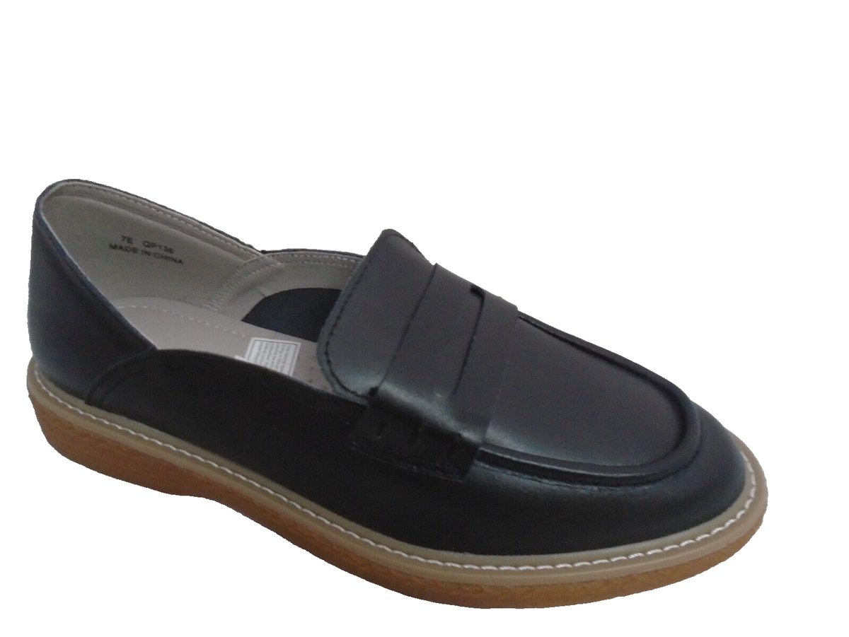 J D WILLIAMS BLACK LEATHER LOAFER LADIES SHOES UK 7E EUR 40E