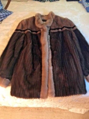 MAHOGANY & AUTUMN HAZE MINK FUR JACKET - MAGNIFICENT - SIZE 10-12 - Picture 3 of 5