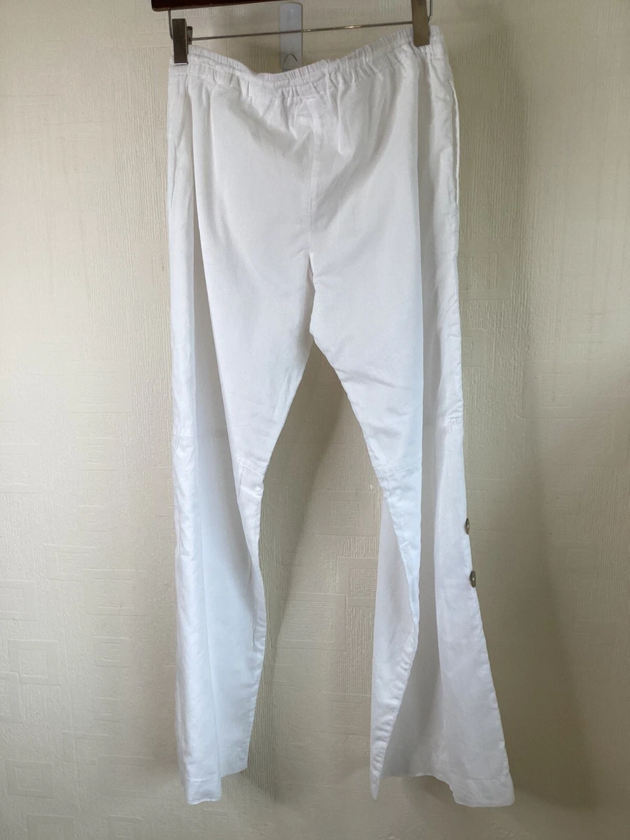 Seafolly White Cotton Trousers Beach Pants tie up elasticated size