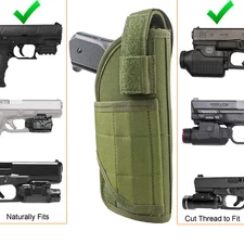 Tactical MOLLE OWB Gun Holster Universal Waist Pistol w/Flashlight Laser Light