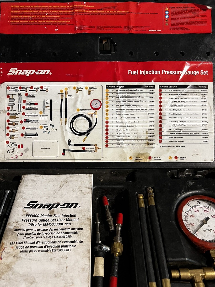 Snap-On EEFI500 Master Fuel Injection Pressure Gauge Set | eBay